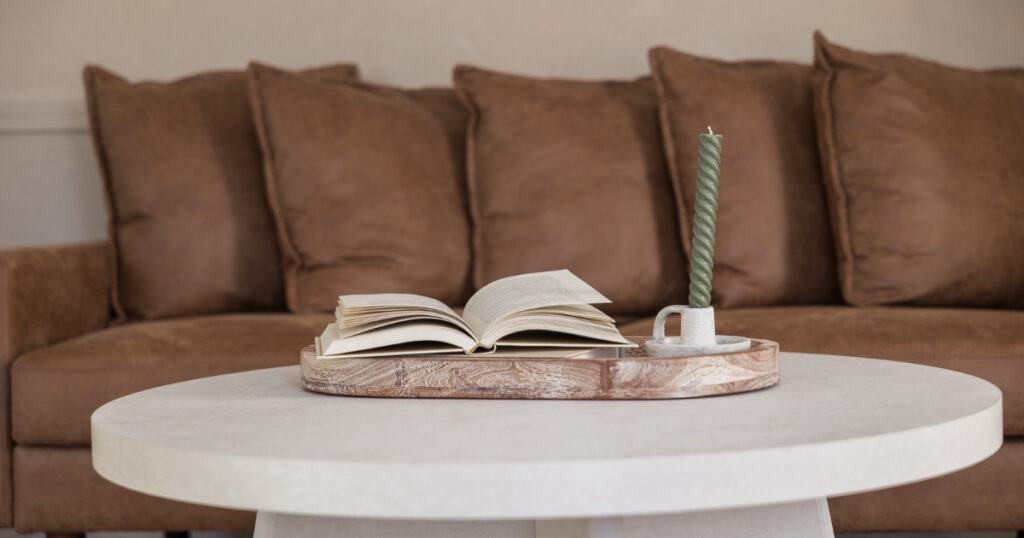 Couch setup at Evermore Place--a photography and small gatherings studio in Southern Maine..