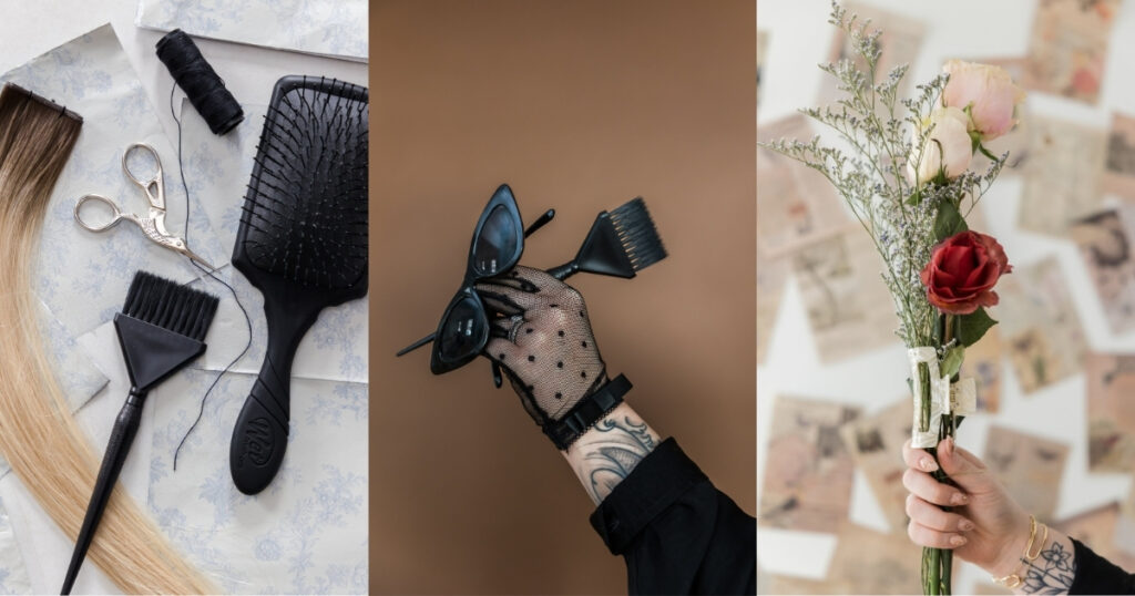 Detail shots from a brand shoot for a hairstylist.