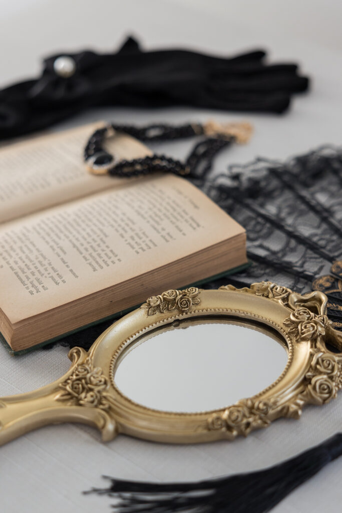 Some of the props available to clients of Marissa Elise Photography at Evermore Place, a Maine photo studio.